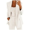 thumbnail image 2 of FAOWME Women's Suit Coat Long Sleeve Lapel Solid Color Buttons Midi-Length Fashion Elegant Jacket For Formal Wear,White,Xxl, 2 of 6