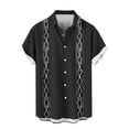 thumbnail image 6 of Xcmzpl Men's Short Sleeve Button Up Hawaiian Shirt 1950s Vintage Bowling Shirts Casaul Button Down Shirts Lapel Collar Graphic Tees Black XXXL, 6 of 7