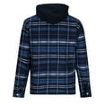 thumbnail image 4 of Men's Quilted Lined Hoodie Jacket Plaid Cotton Zip Up Sweatshirt Jacket Long Sleeve Flannel Shirt Shacket (S, Navy), 4 of 6