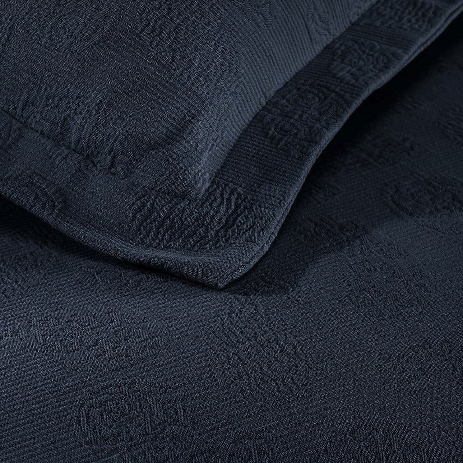 Supeior Paisley Cotton Decorative 3-Piece Bedspread Set, All Season Breathable Bedspreads, Full, Navy Blue