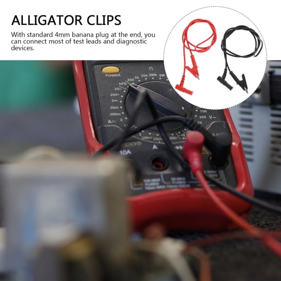 Mobestech 1 Pair Multimeter Clips 3.80X1.57X0.39in for Students Rubber Copper Crocodile Clip