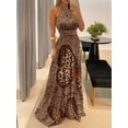 thumbnail image 6 of KOMOO Women Bohemian Long Dress Leopard Butterfly Backless Halter Dress High Elastic Waist Dress, 6 of 8