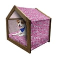 thumbnail image 1 of Feminine Pet House, Cutie Lettering with Crown Pattern and Flower Silhouette Art Illustration, Outdoor & Indoor Portable Dog Kennel with Pillow and Cover, 5 Sizes, Fuchsia, by Ambesonne, 1 of 5