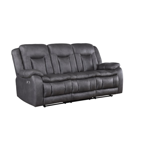 New Classic Furniture Morello Fabric Sofa with Power Footrest in Gray