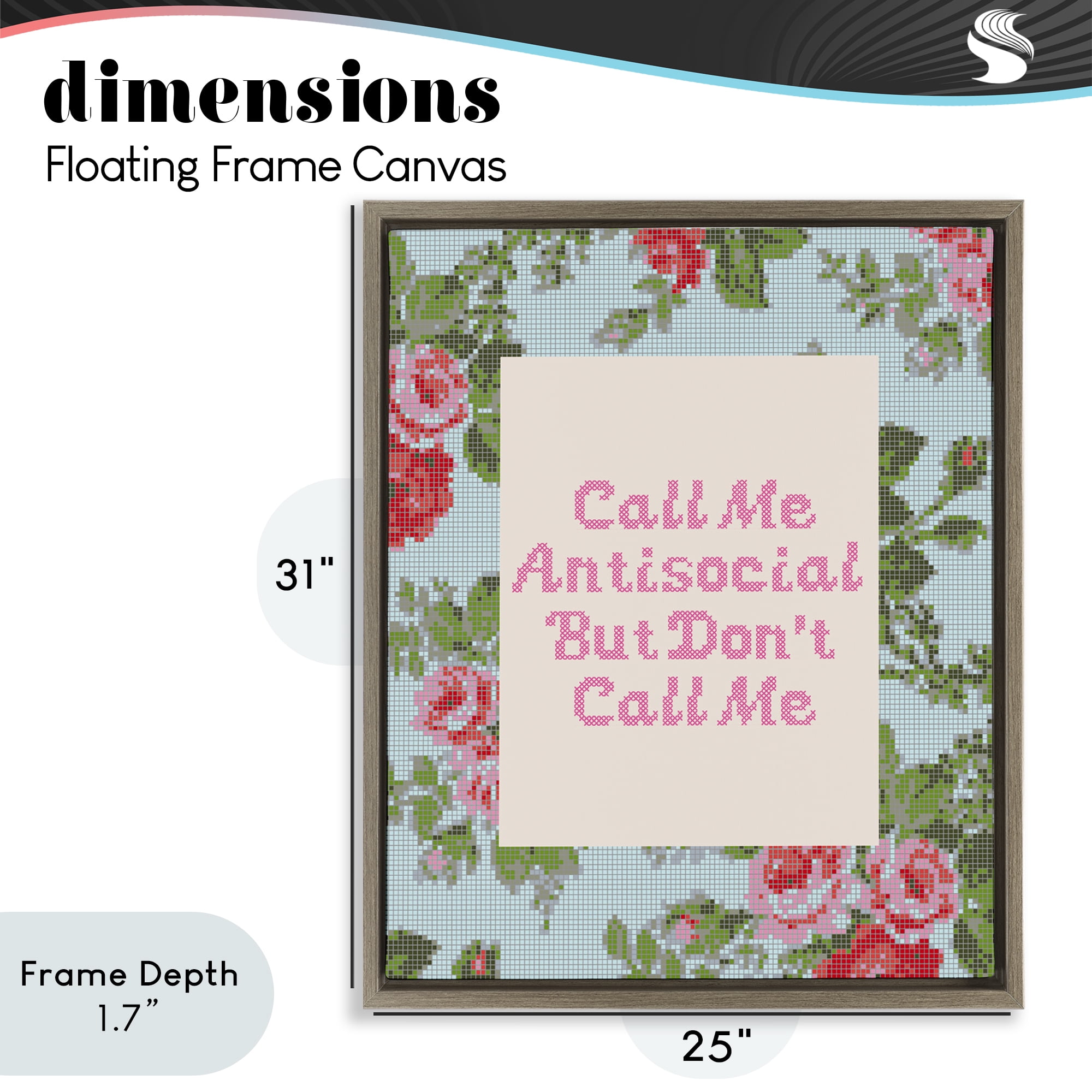 Stupell Industries Don't Call Me Vintage Florals Brown Framed Floater Canvas Wall Art, design by Lil' Rue