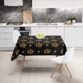thumbnail image 2 of Black VIP Tablecloth Gold Crown Stars Table Cloth Modern Luxury Table Cover for Business Campaign Dinning Kitchen Party Birthday Decoration, Rectangle 54 x 72 Inch, 2 of 4