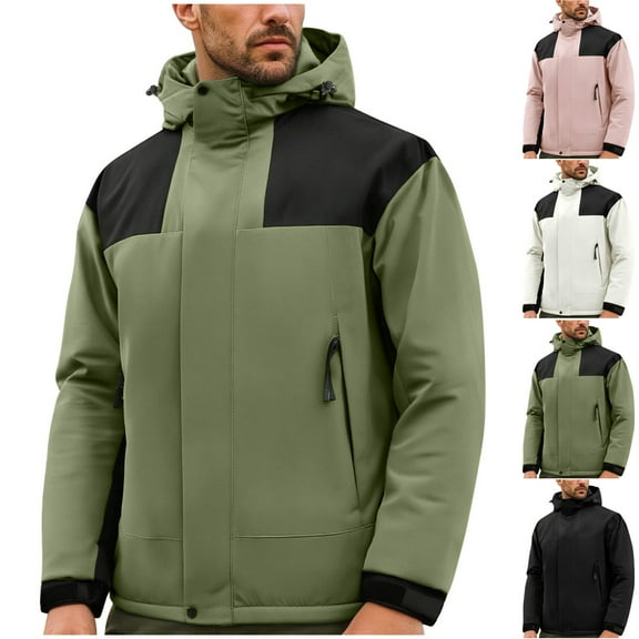 Txeol Travel Rain Jackets for Men Waterproof with Hood Full Zip Fleece Lined Raincoat Outdoor Hiking Climbing Windbreaker,Black XL