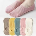 thumbnail image 2 of 5 Pairs Women's Invisible Breathable Boat Socks No Show Thin Mesh Lace Solid Non-Slip Cotton Short Socks for Fashionable Comfort, 2 of 9