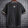 thumbnail image 5 of Men's Lightweight Short Sleeve T Shirt with Traditional Chinese Closures Vintage Style, Comfortable, Breathable, 5 of 8