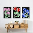 thumbnail image 6 of Pop Flowers IV - Framed Premium Gallery Wrapped Canvas L Frame 3 Piece Set - Ready to Hang, 6 of 9
