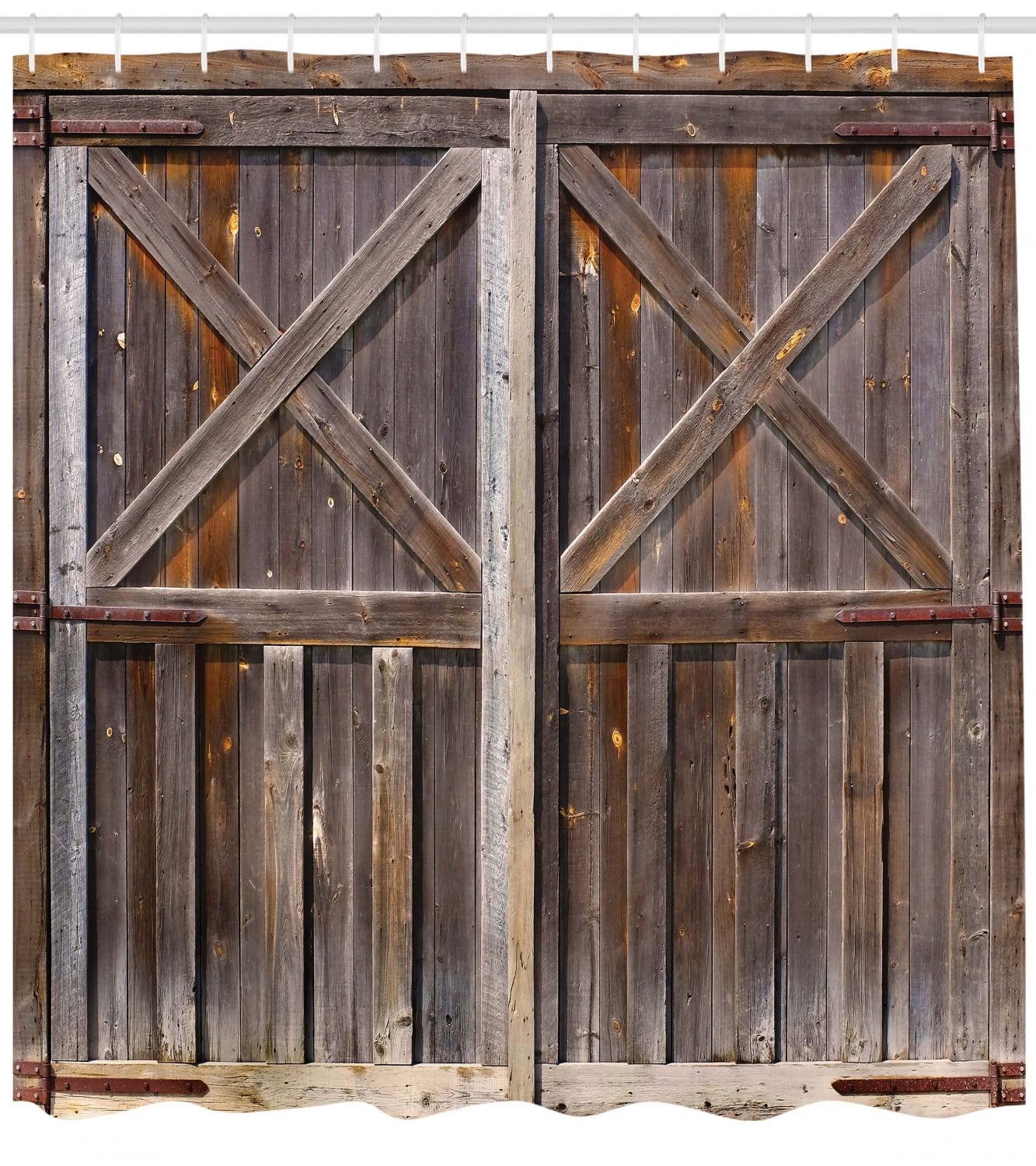 wood barn door shower curtain