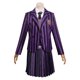 thumbnail image 2 of Miércoles Niñas Addams Enid Cosplay Disfraz Púrpura Uniforme Escolar Falda Trajes De Halloween Carnaval Fiesta Traje Para Niños Adut, 2 of 3
