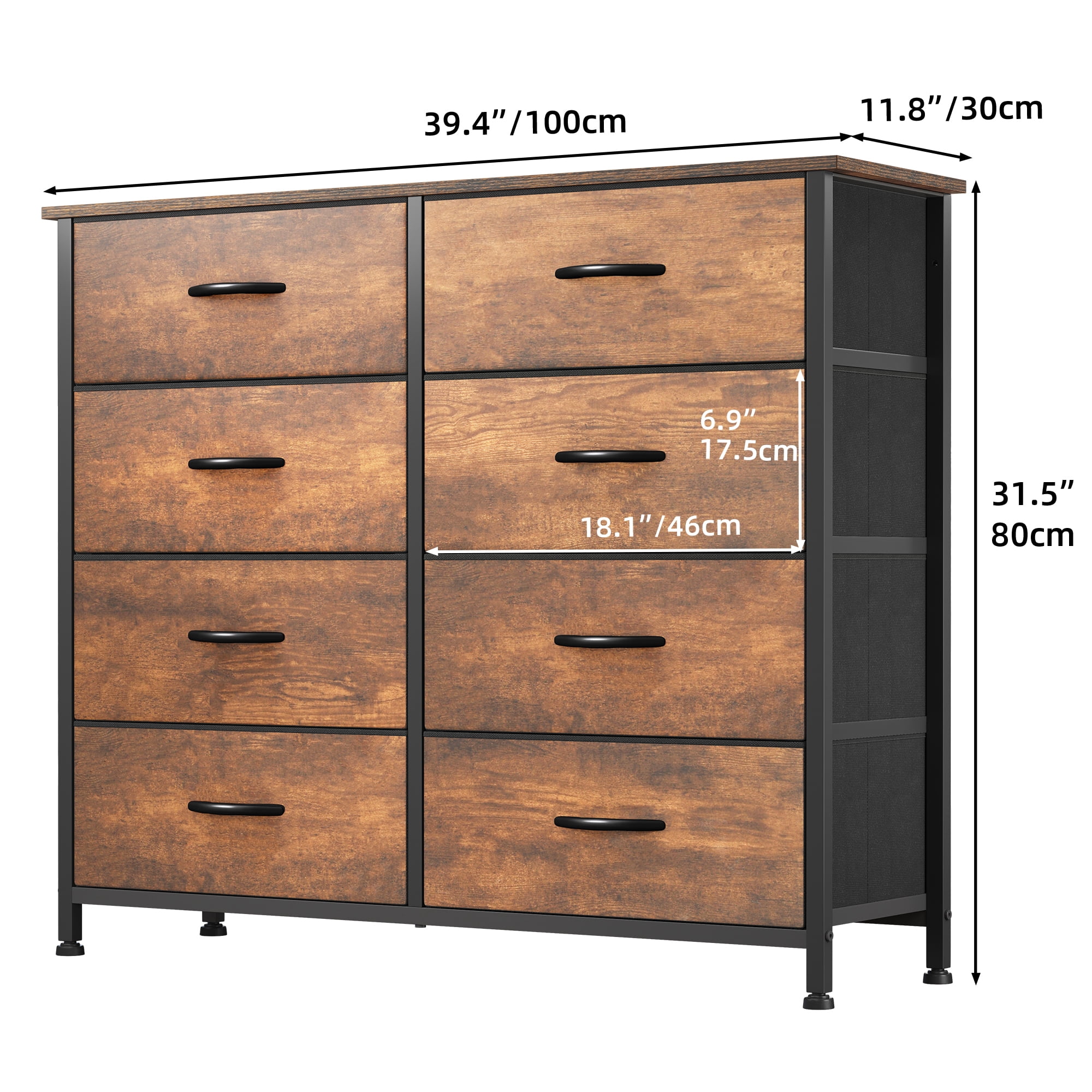 Uforic 8-Drawer Dresser Storage Cabinet Bedroom Organizer For Living Room,Hallway,Durable Steel Frame, Wooden Top