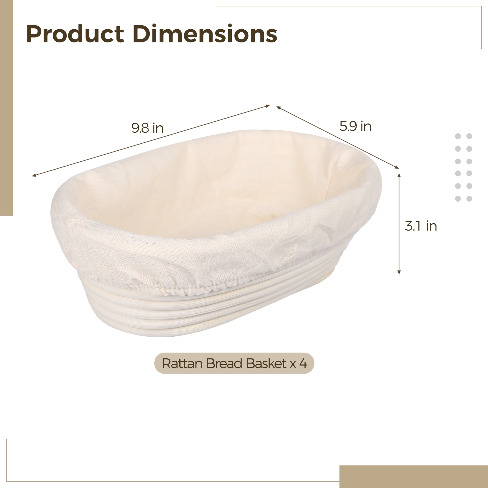 4 PCS Rattan Bread Proofing Baskets, 9.8 x 5.9 x 3.1 inch Oval Shaped with Cloth Covers, Ideal for Sourdough, Home and Restaurant Baking,Quality and Easy to Clean