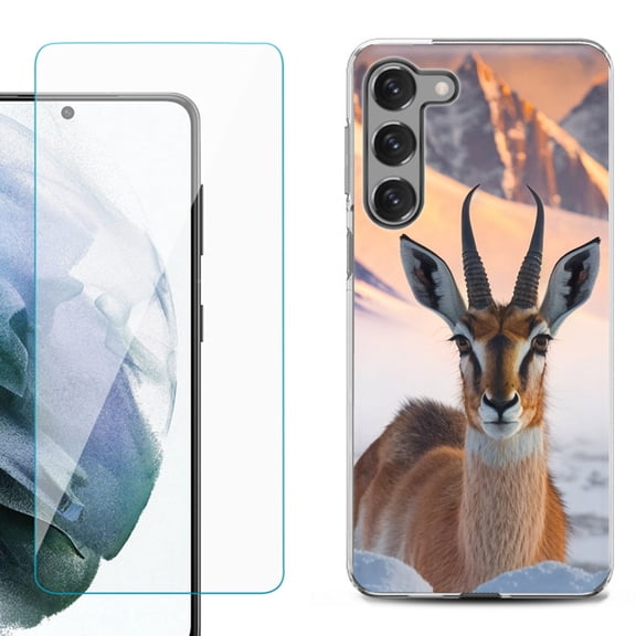 Shockproof Fashion Phone Case for Samsung Galaxy S23 5G, with Tempered Glass Screen Protector, by OneToughShield ® - Gazelle