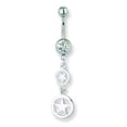 thumbnail image 2 of Designer Stainless Steel Sgss Curv Shaft W Dangles 14G (1.629Mm) 11Mm Length Bottom Gem Ball & Tri Made In China -Jewelry By Sweet Pea Creations, 2 of 2