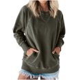 thumbnail image 2 of Timegard Womens Crewneck Sweatshirts Loose Comfy Drop Shoulder Long Sleeve Pullover Tops with Pockets, 2 of 6