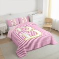 thumbnail image 3 of Homewish Cartoon Cute Monogrammed Queen Comforter Set, Pink Bow-tie Letter B Bedding Sets, Teens Kids Girls Reversible Bedding Comforter Set, Breathable Home Decor, 3pcs, 3 of 8