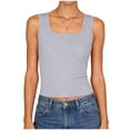 thumbnail image 5 of vigerkar Women's Scoop Neck Sleeveless Knit Ribbed Fitted Casual Crop Tank Top (Light Gray, L), 5 of 7