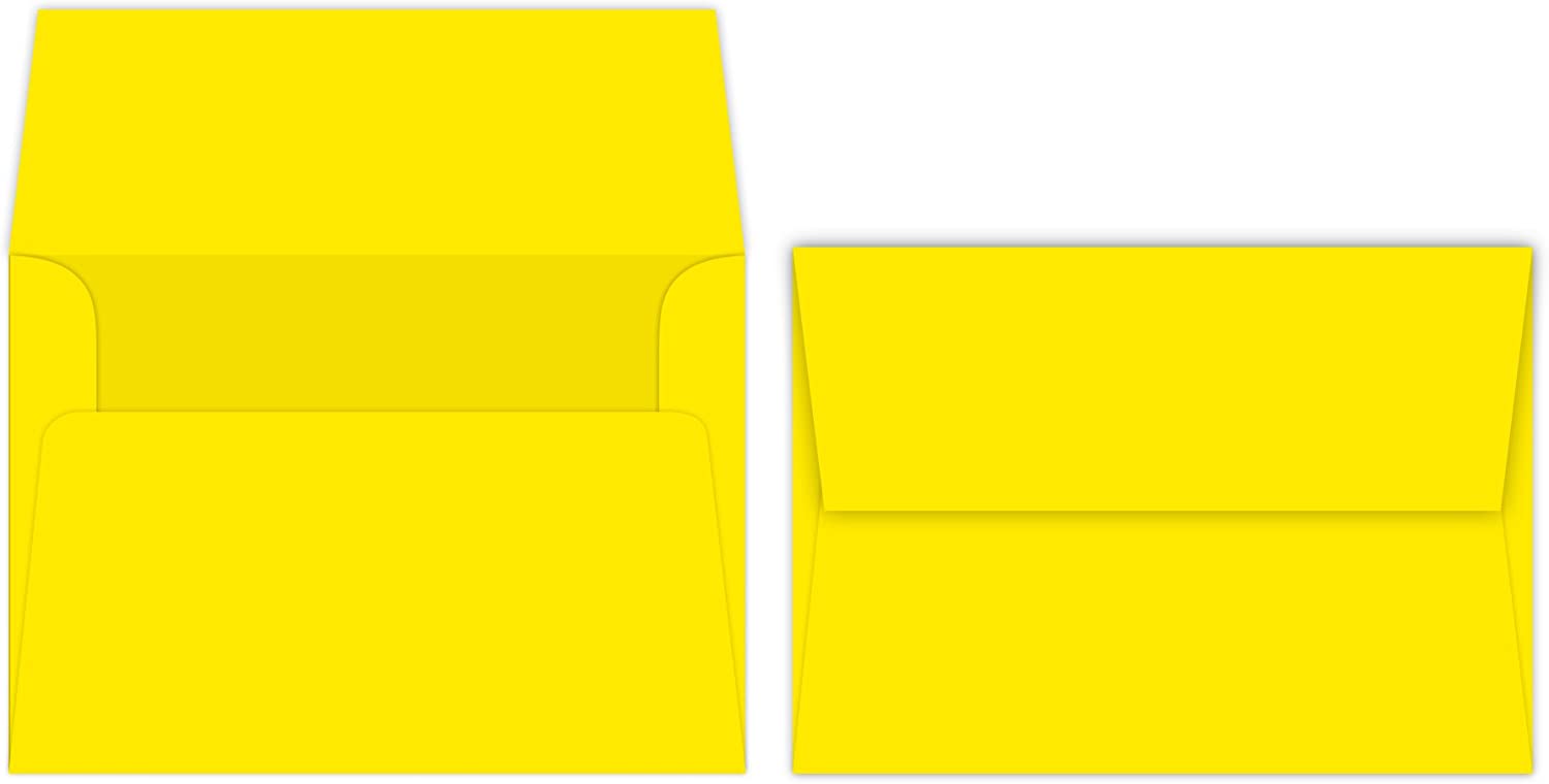 Yellow A7 Bright Color Envelopes 5 1/4 x 7 1/4 Inches Perfect for 5x7 Photos, DIY Arts and