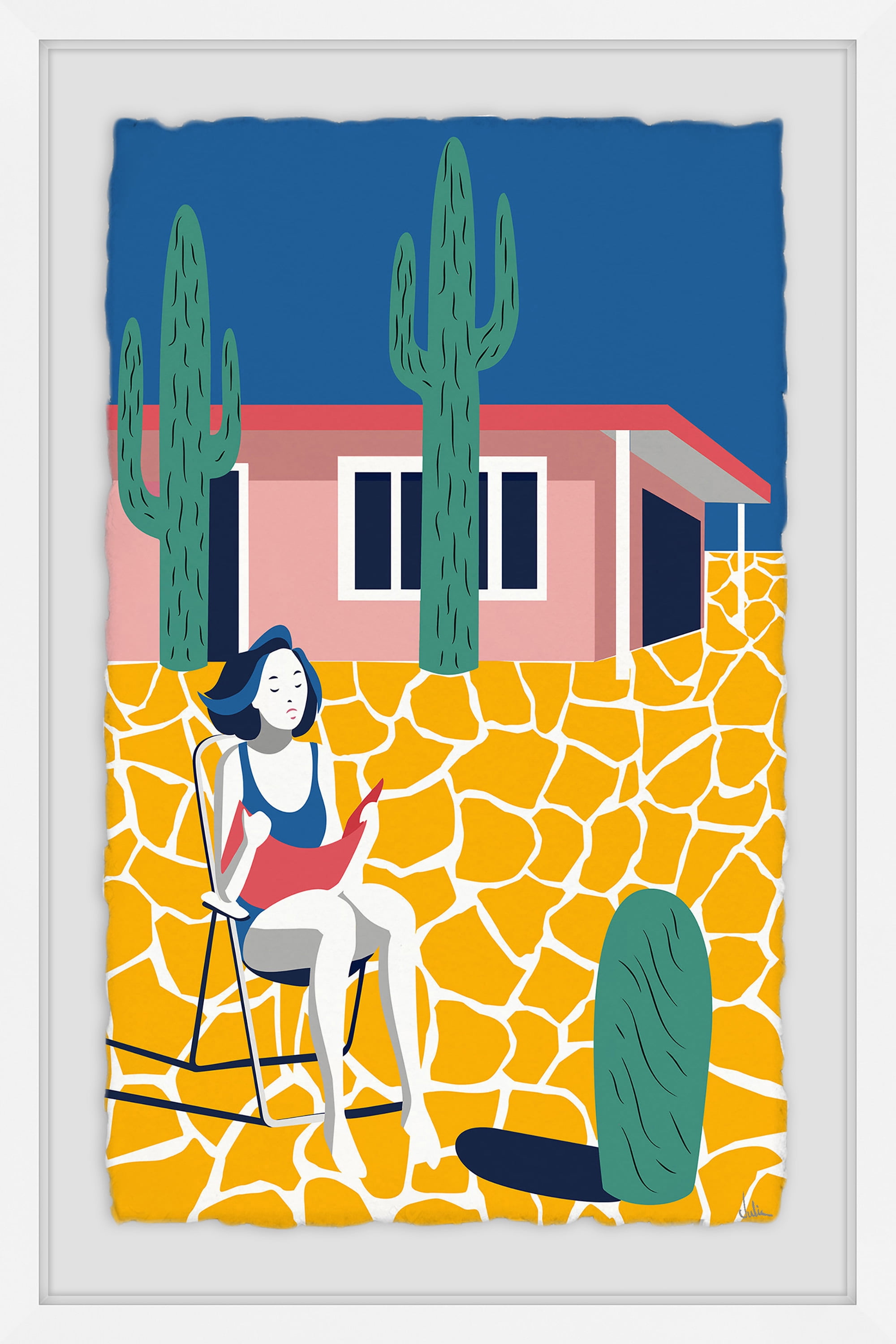 Relaxing Break Framed Painting Print