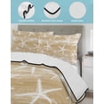 thumbnail image 4 of Quilts Full Size Bedding Set, Light Brown Coastal Starfish Lightweight Quilted Comforter, Nautical Summer Beach Ocean Soft Reversible Bedspread Coverlet with Pillow Covers for All Season, 78" x 90", 4 of 7