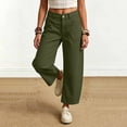 thumbnail image 6 of Oiangi Women's Barrel Pants Button High Waisted Twill Dress Pant Fall Casual Business Ankle Trousers with Pockets Army Green 2XL, 6 of 7
