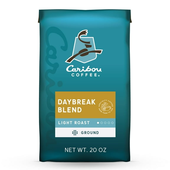 Caribou Coffee Daybreak Blend Premium Light Roast Ground Coffee, Arabica, 20 oz