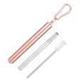 thumbnail image 4 of Pajitas reutilizables Pajitas plegables de acero inoxidable Pajitas para beber portátiles con estuche de metal Cepillo de limpieza de paja y llavero para viajes Camping Fiesta Cocina Fugacal  NO, 4 of 6
