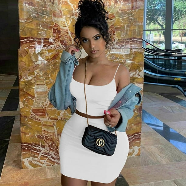 Seyurigaoka 2PCS Women Summer Sexy Bodycon Croped Top+Skirt Set Mini Dress Party Clubwear Seyurigaoka 2PCS Women Summer Sexy Bodycon Croped Top+Skirt Set Mini Dress Party Clubwear