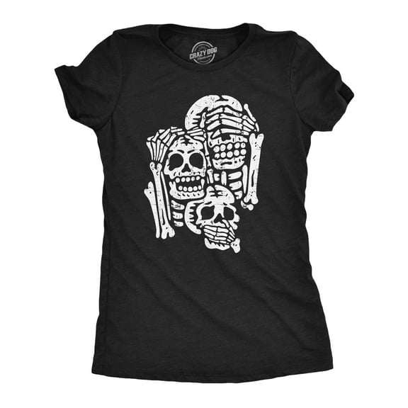 Womens Three Wise Skeletons T Shirt Funny Spooky Halloween Party Joke Tee for Ladies Womens Graphic Tees