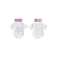 thumbnail image 2 of Cenuakty Baby Toddler Newborn Girl Summer Romper Letter Embroidery Ruffled Short Sleeve Jumpsuit with Cute Bow Headband Set, 2 of 9