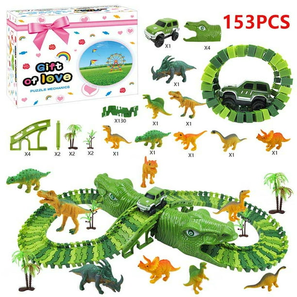 Dinosaur Railway Toy Car Track Racing Track Toy Set Educational Bend Flexible Race Track For
