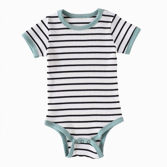 Baby Onesies Boy Unisex Baby Boy Girl Striped Romper Waffle Short Sleeve Bubble Oversized Romper Bodysuit Summer Onesie Clothes