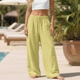 thumbnail image 6 of Resicozy Wide Leg Linen Pants for Women Plus Size Summer Flowy Lounge Pant Loose Fit Dressy Trousers with Pocket Yellow M, 6 of 6