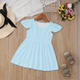 thumbnail image 2 of Toimothcn Baby Girls Dresses Ruffled Sleeve Solid Color Pleated Dress Soft Breathable Summer Dresses Comfy Girls Sundress, 2 of 5