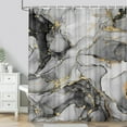 thumbnail image 2 of Gray Marble Bathroom Shower Curtain Set with Hooks 72X84in, 2 of 6