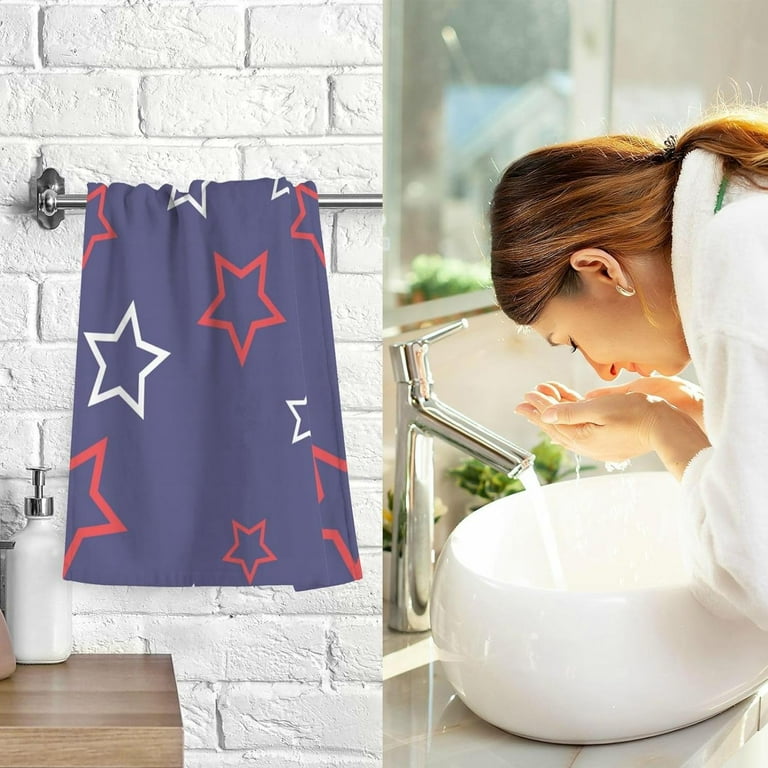 Hyjoy Hand Towels White Red Stars Patterned 2 Pack Cotton Bath Towel for Drying Face Hands Body Decorative Thin Water Absorbent Lightweight Quickdry Towels for Bathroom Ktichen Travel Gym Walmart