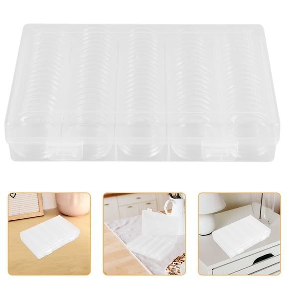 100 Pieces 27mm Coin Capsules Round Plastic Holder Case with Storage Organizer Box for Coin Collection Storage