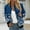 Blue, variant on WILLBEST Fur Coats for Women Women Winter Coats Womens Casual Daily Jackets Lightweight Zip Up Casual Jacket Floral Print Coat Stand Collar Short Sports Outwear Zipper Tops