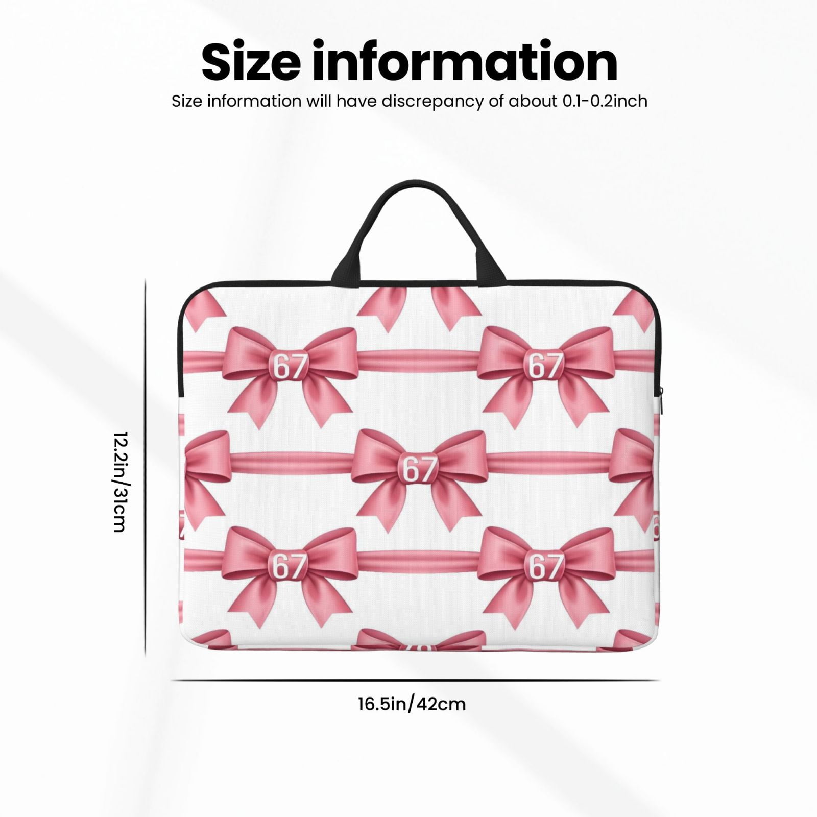 Laptop Sleeve Bag For Women Men 14inch Waterproof Durable Protective Computer Carrying Cover Handle Laptop Case Bag Pink Ribbon Pattern 67 Variation