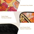 thumbnail image 5 of FORMRS Makeup Bag Travel Cosmetic Organizer for Women Fold Flat Zipper Pouch with Handle, Orange Abstract Floral, 5 of 8