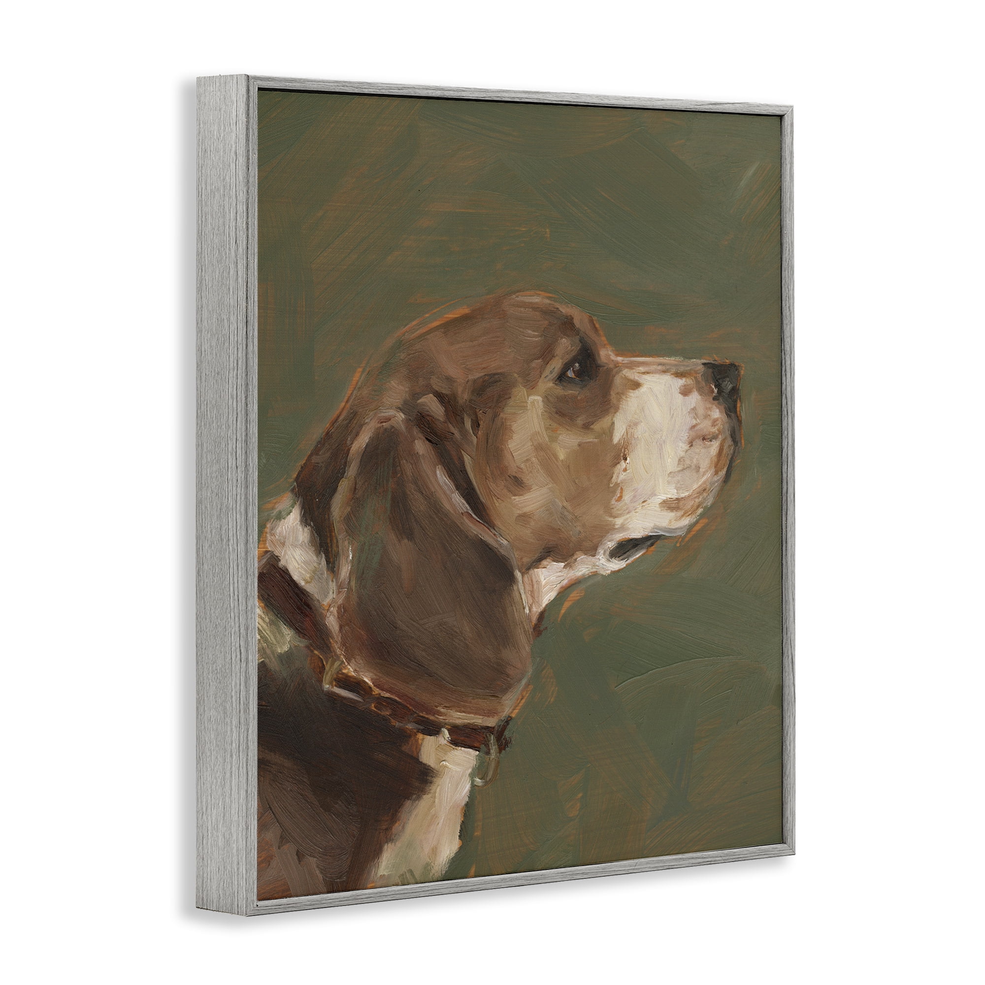 Stupell Industries Traditional Beagle Portrait Animals & Insects Painting Gray Framed Art Print Wall Art, 16 x 20