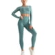 thumbnail image 2 of piezas de trajes de entrenamiento bodycon para mujer, traje de yoga sin costuras de estiramiento alto, traje informal de punto, chándal verde L, 2 of 5