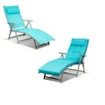 thumbnail image 2 of Topbuy 2PCS Cushioned Folding Chaise Lounge Chair Adjustable Recliner Turquoise, 2 of 5