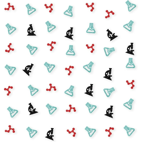 Set of 100 Science Confetti for Chemistry Theme Baby Shower, Black & Blue Glitter Science Rocks Paper Scatters, Glitter Table Confetti Decorations for Biology/Physics Theme Party Supplies