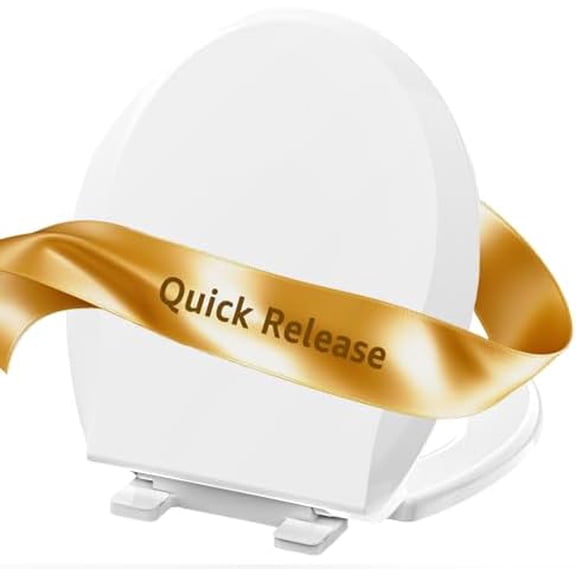 Round Toilet Seat with Quick Release Soft Close, Easy Clean No Slam, PP Material Safe and White, 16.5 x 14.1 inches