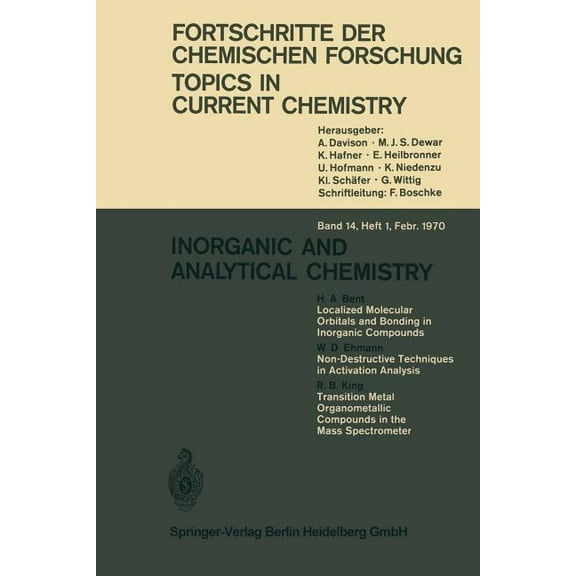 Topics in Current Chemistry Inorganic and Analytical Chemistry, Book 14, (Paperback)