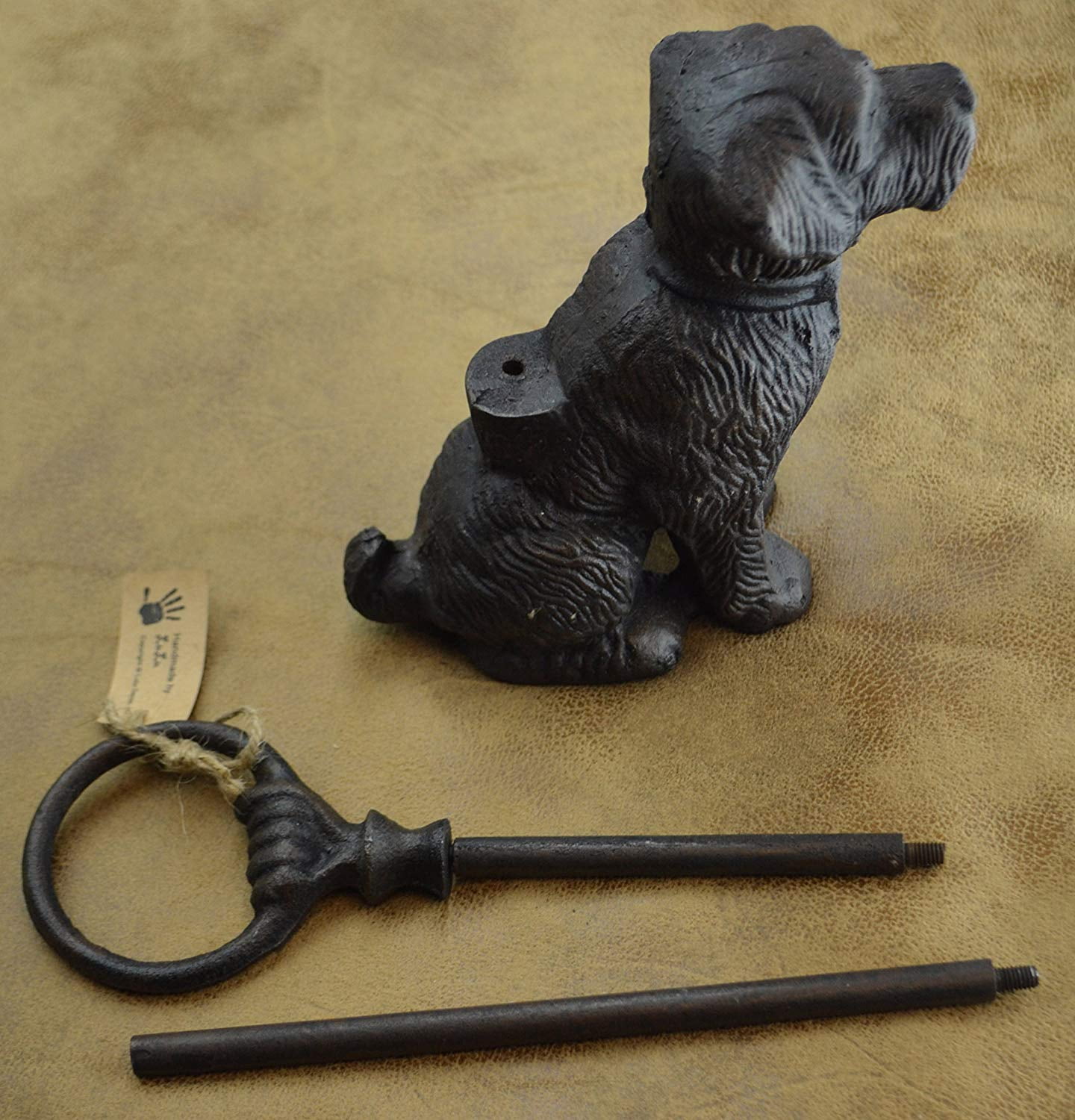 LuLu Decor, Cast Iron Dog Door Stopper with Rod, Door Stop (with Rod)