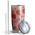 thumbnail image 2 of 20 Oz Pink Strawberry Plants Fruit Coffee Tumbler Double Wall Insulated Stainless Steel Water Bottle | Metal Reusable Thermoses Flask with Cup Cap | Leak & Sweat Proof with Anti-Dust Lid, 2 of 7